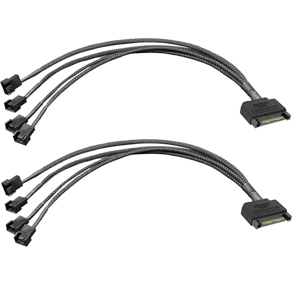 Kiligen 2個 SATA から 4 ウェイ 3 ピン / 4 ピン PMW 12V PC ケースファン電源アダプタケーブル、3 ピ..