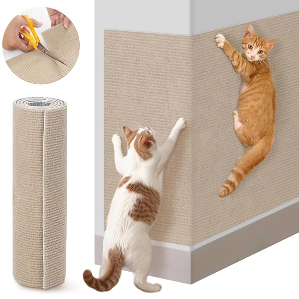 LOOBANI猫 爪研ぎ 爪研ぎシート DIY自由な組み立て 自由にカット可能な粘着式猫 爪研ぎシート 壁に貼る 耐摩耗 厚手 家具保護 傷防止 簡単剥離 猫 壁紙保護シート 猫のツリースタンドの交換部品 四季対応 多用途 ストレス解消 運動不足改善