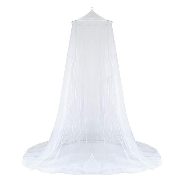 GWHOLE 天蓋カーテン 蚊帳 モスキートネット かや 円形 防虫 防蚊 ホワイト1.8m以下ベッド適用 洗濯可能