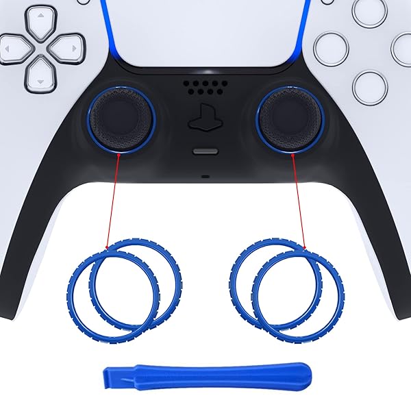 eXtremeRate ps5コントローラー(BDM-010 BDM-020 BDM-030 BDM-040 BDM-050)に対応用取り替えるアクセサリー、ピュアカラーの交換リング-コントローラーは含まれていません【ブルー】