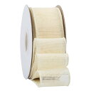 【Ribbonitlux】幅50mm バーラップワイヤーリボン 長さ18m ギフト包装、蝶結びの作り方、ナチュラルなウェディングの装飾、クリスマスツリーの飾りに最適 #810アイボリー