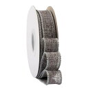 【Ribbonitlux】幅25mm バーラップワイヤーリボン 長さ18m ギフト包装、蝶結びの作り方、ナチュラルなウェディングの装飾、クリスマスツリーの飾りに最適 #017メタルグレー