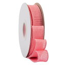 【Ribbonitlux】幅25mm バーラップワイヤーリボン 長さ18m ギフト包装、蝶結びの作り方、ナチュラルなウェディングの装飾、クリスマスツリーの飾りに最適 #150ピンク