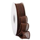【Ribbonitlux】幅25mm バーラップワイヤーリボン 長さ18m ギフト包装、蝶結びの作り方、ナチュラルなウェディングの装飾、クリスマスツリーの飾りに最適 #850ブラウン