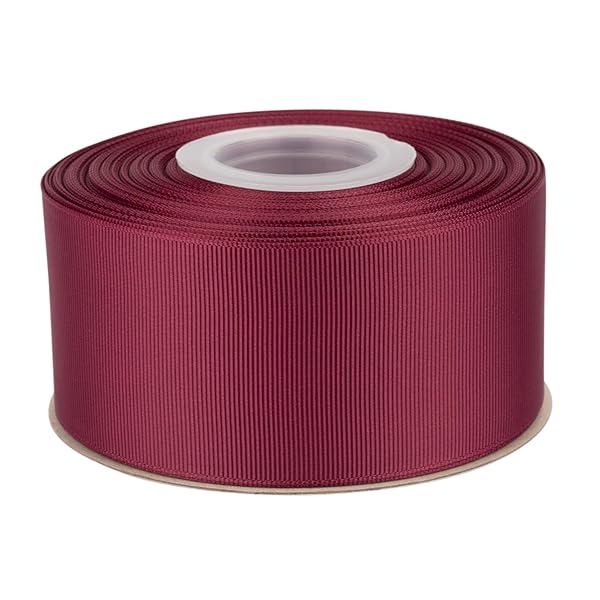 【Tekdeere】幅 50mmソリッド バーガンディグログランリボン、ギフトラッピング、裁縫、ヘアアクセサリー、結婚式の装飾に最適 - 22メートル/巻