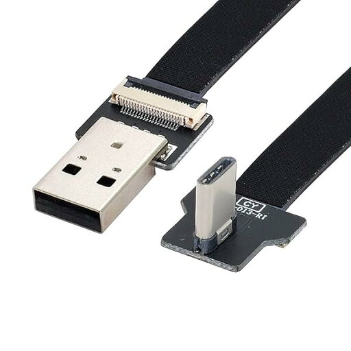 chenyang USB C フラットケーブル USB 2.0 オス - USB C オス 90度 直角 リボン フレックス 延長ケーブル アダプター 0.2M chenyang USB C フラットケーブル USB 2.0 オス - USB C オス 90度 直角 リボン フレックス 延長ケーブル アダプター 0.2M