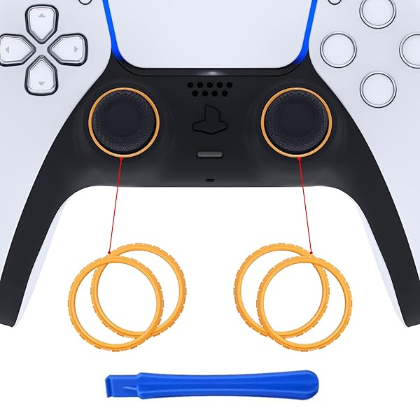eXtremeRate ps5コントローラー（BDM-010 BDM-020 BDM-030 BDM-040 BDM-050）に対応用取り替えるアクセサリー、ピュアカラーの交換リング-コントローラーは含まれていません【イエロー】