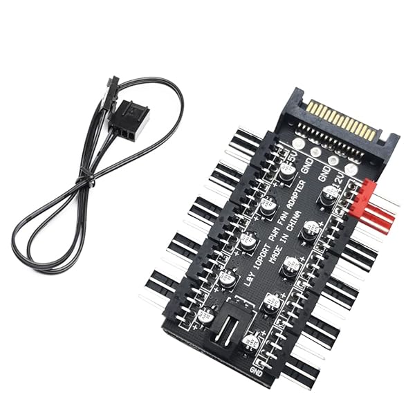 ファンハブ,CTRICALVER CPU冷却ハブ 10ポート12V4ピンPWMハブ、SATAポート付き