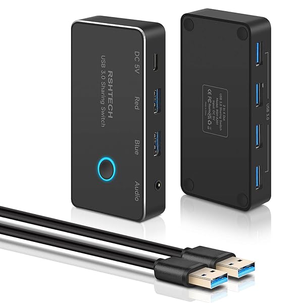 RSHTECH USB 切替器 2PCで4台のUSB機器共