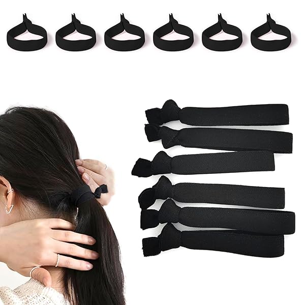 Fuyunohi ヘアゴム 黒 跡がつかない ヘアゴム 6本セット 髪留め 髪の毛 ゴム 髪ゴム 韓国風 簡約 高弾性 ポニーテールゴム 太め 髪ゴム おしゃれ ヘアゴム 大人 上品 日常 通勤 通学 運動用 男女兼用 ブラック(4)