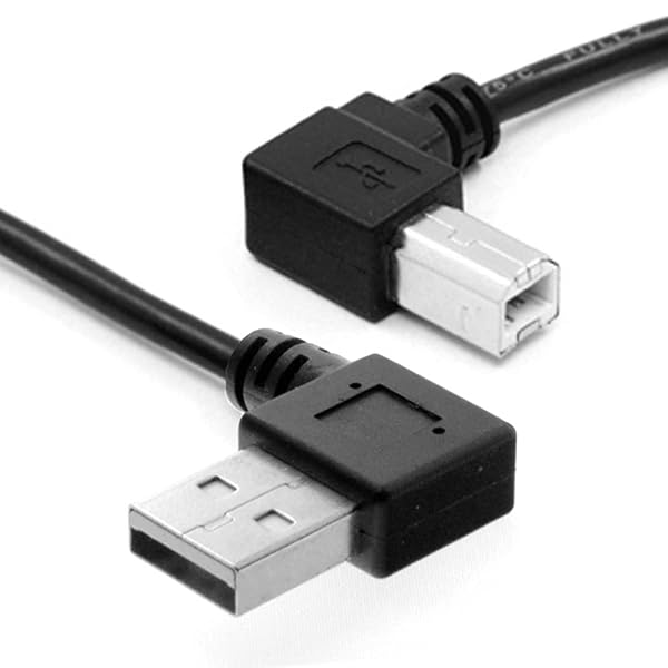CY USB 2.0 Type-A オス - タイプB オス プリンタスキャナー 90度 左角度ケーブル 100cm