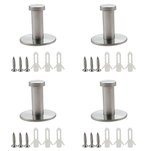 ステンレス 壁掛け フック ウォールフック Mgoodoo ハンガー 収納 ネジ付き 帽子掛け コート掛け 4本セット (シルバー)