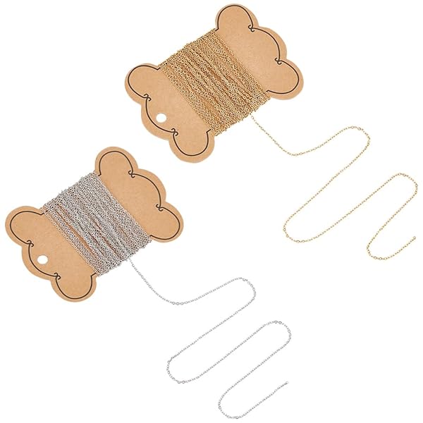 UNICRAFTALE 2ロール 2色 5m/ロール ネックレスチェーン ジュエリー製作用 ステンレススチール コリアナチェーン ケーブルチェーン はんだ付けネ...