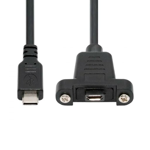 CY ケーブル USB2.0 マイクロ 5 ピン メス - タイプ C USB-C オス 電源ケーブル 480Mbps データ パネル マウント ホール付き 50cm CY ケーブル USB2.0 マイクロ 5 ピン メス - タイプ C USB-C オス 電源ケーブル 480Mbps データ パネル マウント ホール付き 50cm