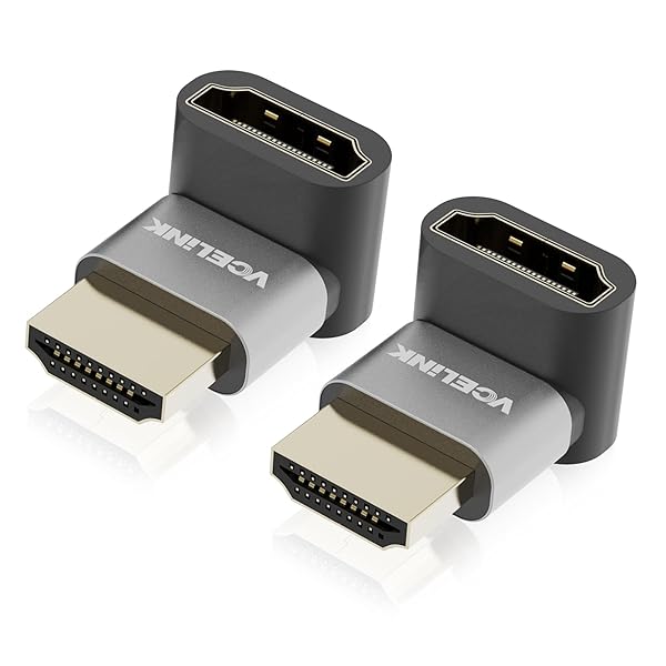 VCELINK HDMI L字 コネクタ 18Gbps 270度変換 2個セット L型 変換 アダプタ HDMI延長 オスーメス HDMIケーブル 向き変更 8K@60Hz 4K@120Hz HDR TV Stick 対応