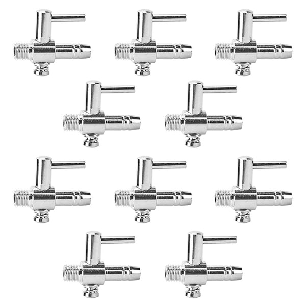 YFFSFDC エアーチューブ用 一方コック エアレーション エアー量調節 エアコントロール 分岐コック レバーバルブ 水槽 アクアリウム アクセサリー 内径4mmチュープ用 (シルバー10個)