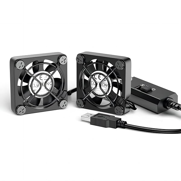 ELUTENG 小型ファン4cm 2連 USBファン 3段階風量調節 USB扇風機 2台1組 薄型 パソコン 電子デバイスの冷却 送風機 小型送風機 5V 長時間稼働可 Dual Usb fan 4cm