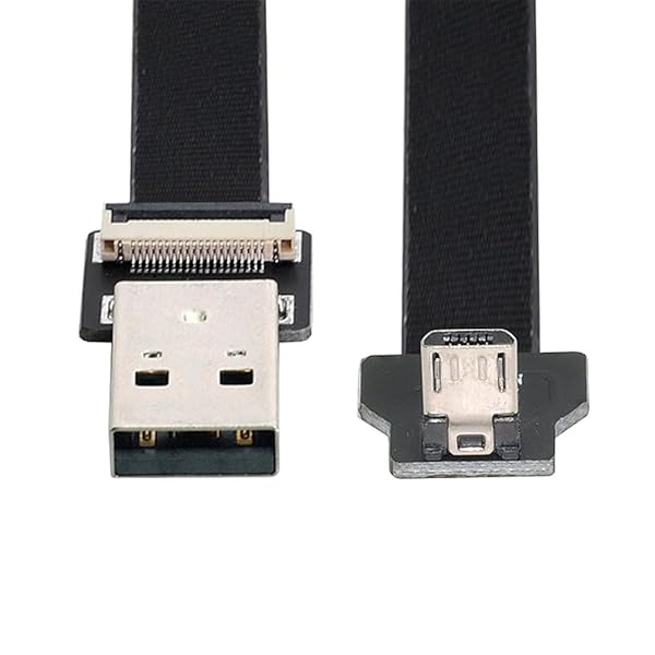 xiwai 0.2M ダウンアングルUSB 2.0 Type-A オス - マイクロUSB 5ピン オス データ フラット スリム FPC ケーブル FPV ディスク 電話用