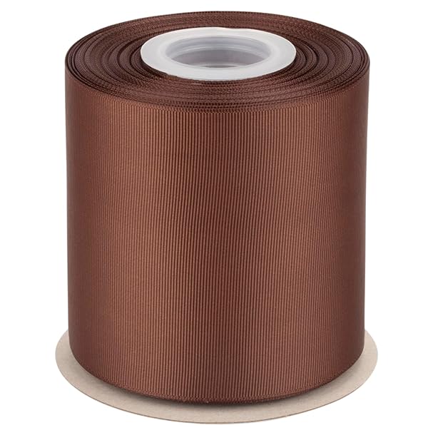 【Tekdeere】幅 100mmソリッドブラウングログランリボン、ギフトラッピング、裁縫、ヘアアクセサリー、結婚式の装飾に最適 - 22メートル/巻
