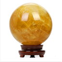 (イスイ)YISHUI 天然 黄水晶 シトリン 天然水晶 浄化 さざれ石 クリスタルボール 装飾品 イエロー 木製台付き (5cm)