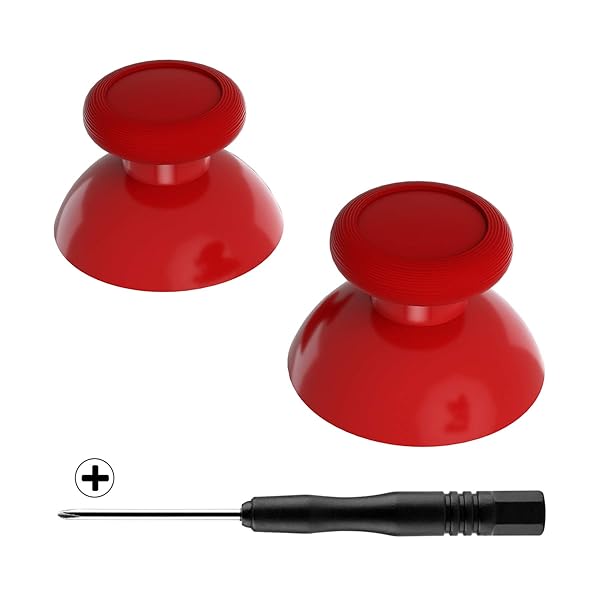 eXtremeRate スイッチプロコンに対応用アナログサムスティック(ピュアカラー)、交換3Dジョイスティックサムスティック、クロスドライバー付き【レッド】