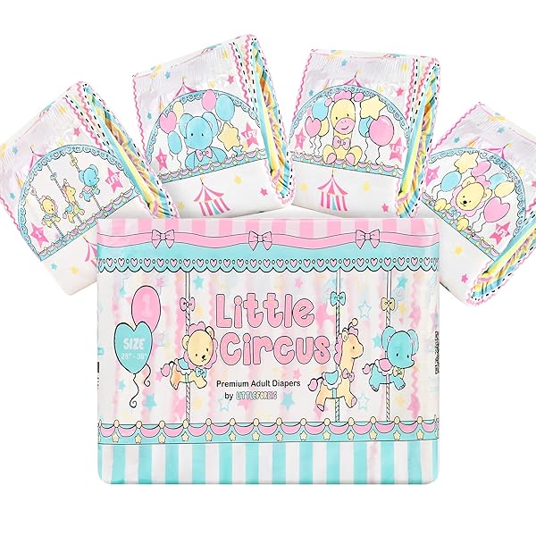 LittleForBig大人用おむつ 4種絵柄アソート 10枚パック【サーカス】紙オムツ テープ型 10枚入 Mサイズ