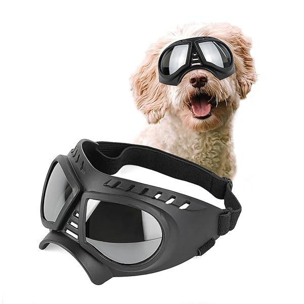 PETLESO 犬用ゴーグル中型犬用紫外線カットサングラス 中小型犬用サングラス、ドライブ 散歩 旅行に適..