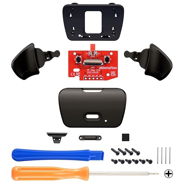 eXtremeRateのRISEリマップキット専用金属背面ボタンキット、メタルボタンバージョンK1K2ボタンハウジング＆リマップPCBボード -RISE背面シェルとフレックスケーブルは含まれていません【ブラック】