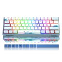 Womier WK61 ゲーミングキーボード メカニカルキーボード 61キー 赤軸 ホットスワップ可能 60%メカニカル式キーボード RGB 発光LEDバックライト付き 24個プリンキーキャップ付き ソフトウェア対応 (ホワイト&ブルー 赤軸)(2)