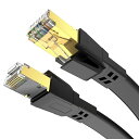 LANケーブル 3m CAT8 Soohut フラット LANケーブル 40Gbps/2000MHzランケーブル RJ45 コネクタ インターネット 有線ケーブル (ブラック)(2)
