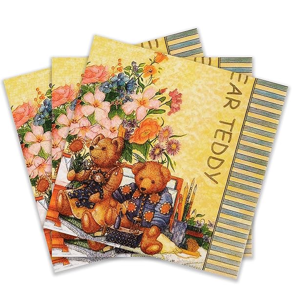 Zelten 色紙パーティーナプキン 20枚 シャビーシック 結婚式 インナー ティーパーティー デコパージュ, Toy Bear