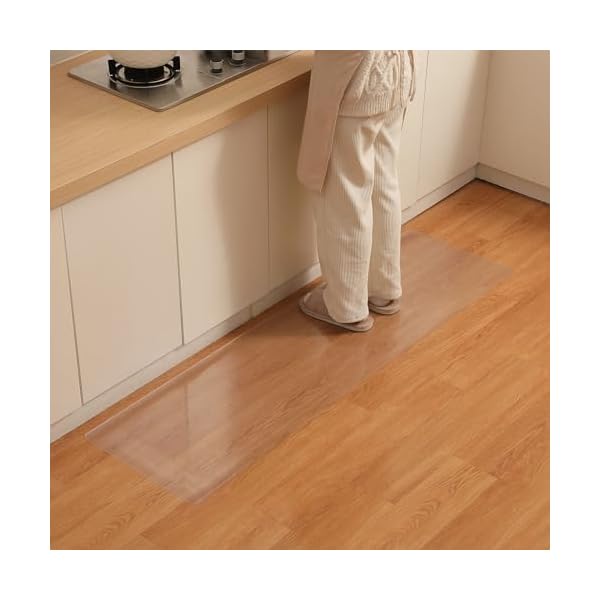 キッチンマット エンボス加工 透明 240x80cm 厚さ1.5mm 拭ける つや消し クリア 台所マット 滑り止め 防水 汚れ防止 お手入れ簡単 (エンボス加工 1.5mm，240x80cm)