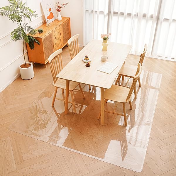 ダイニングマット 床保護マット 透明 椅子 チェア マット 180*240cm 厚さ1.5mm 特大サイズ PVC 保護シート カーペットプロテクターマット 下に敷くマット 床暖房対応 滑り止め