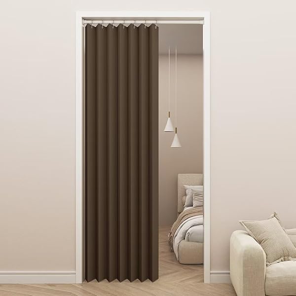 YKFN 間仕切りカーテン 断熱 1級遮光 のれん おしゃれ 北欧 遮光 一級 暖簾 250cm丈 幅100cm 1枚入り アコーディオンカーテン 間仕切り ロング 保温 節電対策 防音 省エネ 目隠し 形状記憶加工 のレン 突っ張り棒カーテン 仕切