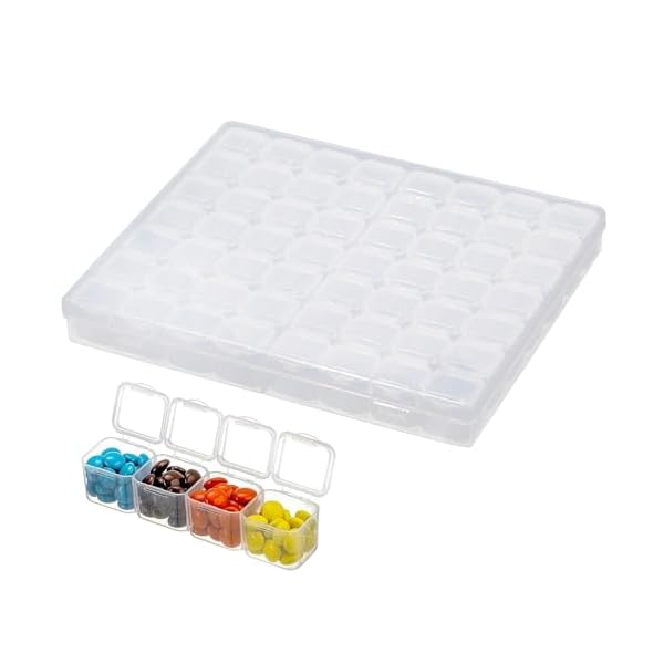 YFFSFDC ビーズケース 小物ケース 56分割 小分けケース 小物収納ケース ビーズ入れ パーツ入れ ネイル収納ケース ネイルケース ジュエリー プラスチック ビーズ収納 収納容器 収納 透明 (56分割)