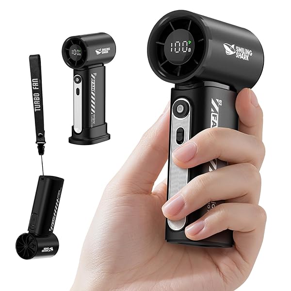 Smiling Shark ハンディファン TF02 【2025新登場・ミニサイズ】携帯扇風機 強力20,000RPM 100段階風量..