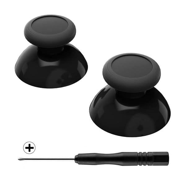 eXtremeRate スイッチプロコンに対応用アナログサムスティック（ピュアカラー）、交換3Dジョイスティックサムスティック、クロスドライバー付き【黒】