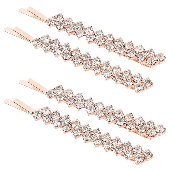 KESYOO ヘアクリップ ヘアピン 前髪クリップ 髪飾り 可愛い ラインストーン 髪留め キラキラ まとめ髪 アップヘアー 女の子 女性（2ペア/ゴールド）