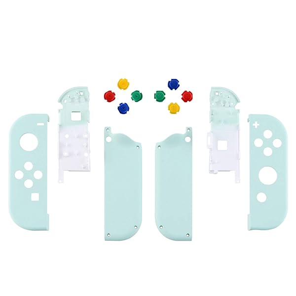 eXtremeRateスイッチ ジョイコンに対応用交換シェル、ジョイコン switchとswitch 有機elに対応用ハンドヘルドコントローラーハウジングケース、カラフルなボタン8つが付き、ジョイコンに対応用DIY交換ケース(ジョイコン switch