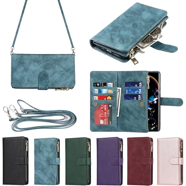 Eastwave AQUOS R6G ケース AQUOS R6G SH-51B 縄掛けケース 手帳型 財布型 ICカード コインポケット ストラップ付き カード 収納 小銭入れ ファスナーポケット付き PUレザー 6色 ブルー