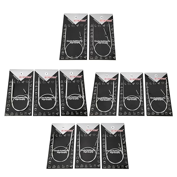 11本 編み針セット ステンレス製 輪針 棒針セット 手編み針 円形編み針 かぎ針 丸編み針 編み物 手芸用品 43cm