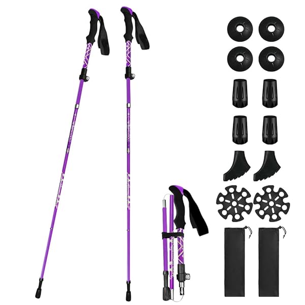 Besince トレッキングポール 2本セット 7色 折りたたみ 超軽量 T型 五段式 トレッキングステッキ アルミ製 スティック トレッキング ウォーキングポール 伸縮 山登り 杖 軽量295g 登山杖 身長160～185cmに適用 アウトドア (