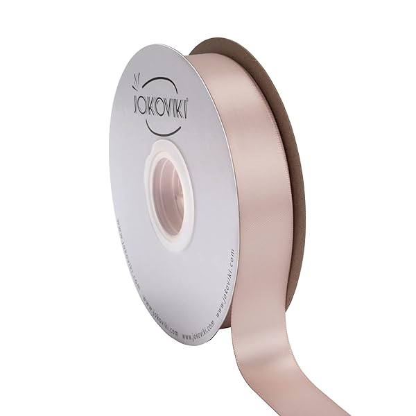 【JOKOVIKI】バニラサテンリボン 25mm幅 ダブルフェイス クオリティサテン - ギフトラッピング、ウェディング、招待状、クラフト、アパレル、ヘッドバンド用 - 45メートル/巻き