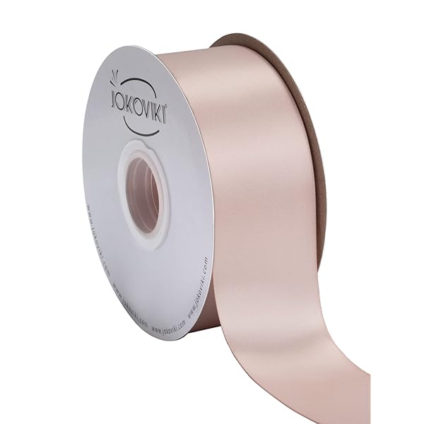 【JOKOVIKI】バニラサテンリボン 50mm幅 ダブルフェイス クオリティサテン - ギフトラッピング、ウェディング、招待状、クラフト、アパレル、ヘッドバンド用 - 45メートル/巻き
