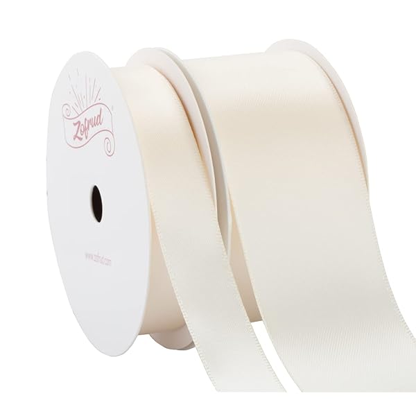 【Zofrud】アイボリー ダブルフェイス サテンリボン 2巻セット - 合計18メートル (16mm幅、38mm幅 x 9M) - 手芸、ギフトラッピング、ウ...