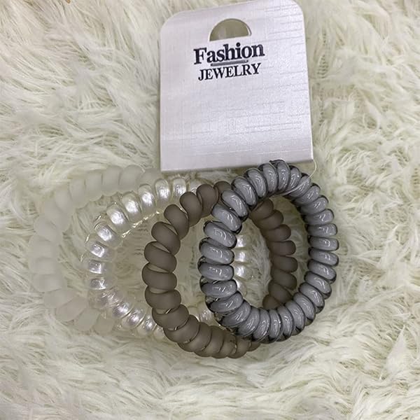 SANJAOYEE スプリングヘアゴム 跡がつかないヘアゴム 電話コード型ヘアゴム 4点セット 髪ゴム ヘアゴム..