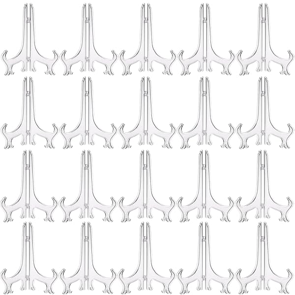 DFsucces ディスプレイ スタンド 20個セット コレクション 棚 メダル台座 アクリル 透明 カード 飾る 缶バッジ 展示 コレクション (Mサイズ)