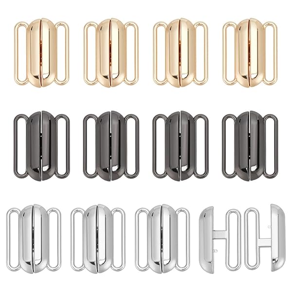 [PH PandaHall] 12個 3色 ブラジャーストラップクリップ バックル 開閉式 肩紐ズレ防止 ブラ紐ストッパー 水着 衣類のボタン 交換用