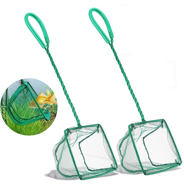 YFFSFDC フィッシュネット2本入り メダカ飼育用 観賞魚用ネット 水槽 ネット 水槽用品、掃除用具、魚を釣ったり、水槽の残留物を除去網 全長30cm (グリーン)
