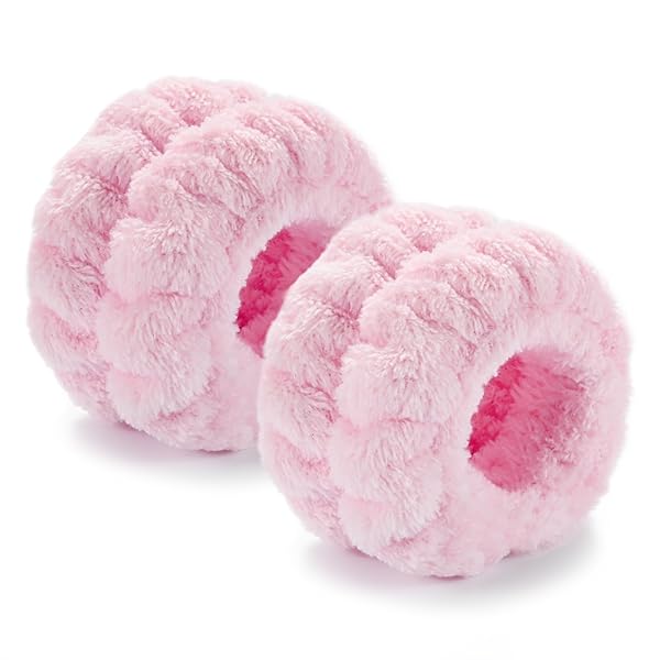 吸水 リストバンド 洗顔 アームバンド 【腕と長袖が濡れない 床の水浸し解消】 ふわふわ 柔らかい 肌触りが良い 伸縮性あり 手首 バンド IRIYULI (1ペア ピンク)